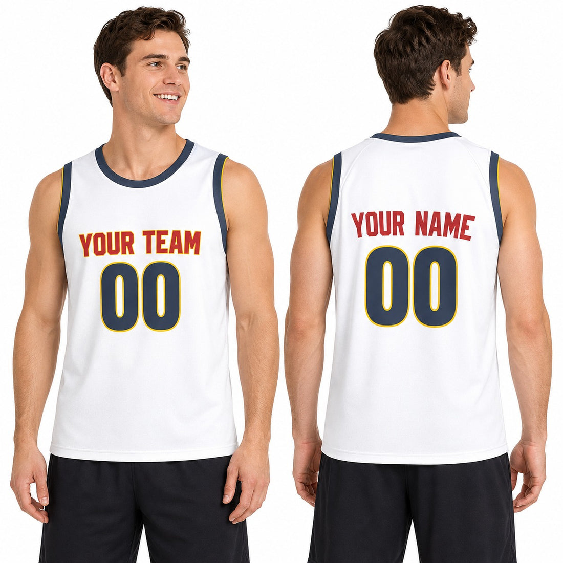 Personalized Denver Nuggets Basketball Jersey - White Swingman Association Style, Custom Name & Number-1