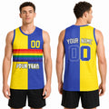 Personalized Denver Nuggets Basketball Jersey - Yellow Blue 1991/92 Hardwood Classics Split Swingman Style, Custom Name & Number-1