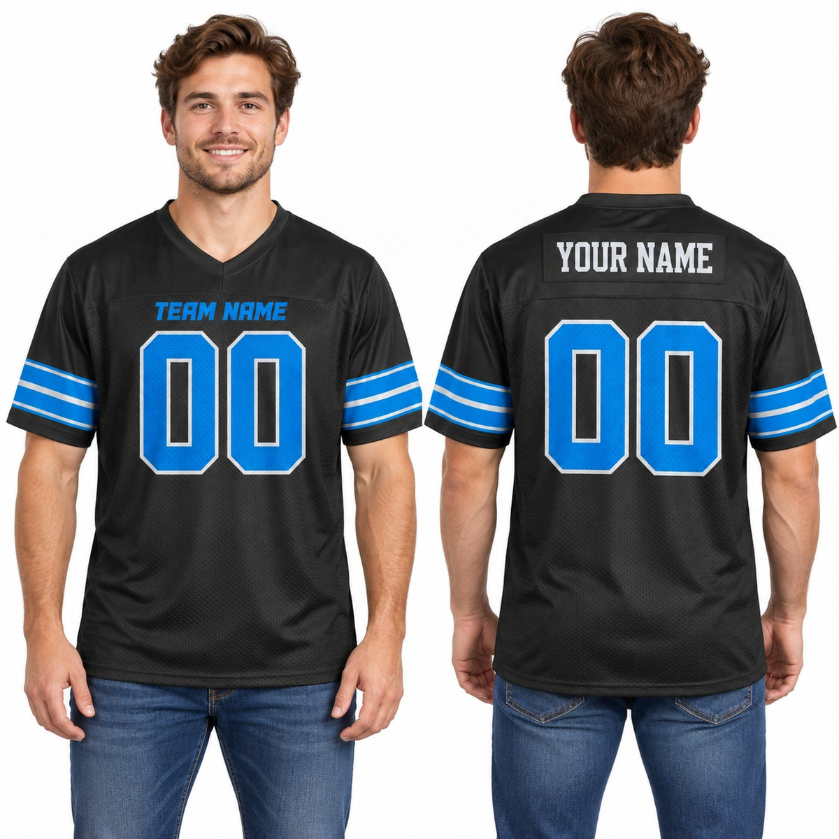 Personalized Detroit Lions Football Jersey – Black 2nd Alternate Style, Custom Name Patch, Team Name, Number & Logo-1