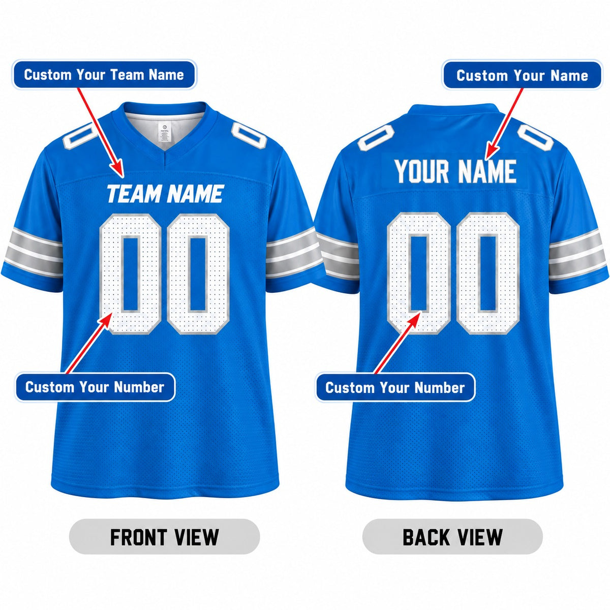 Personalized Detroit Lions Football Jersey – Blue Vapor F.U.S.E. Limited Style, Custom Name Patch, Team Name, Number & Logo-2