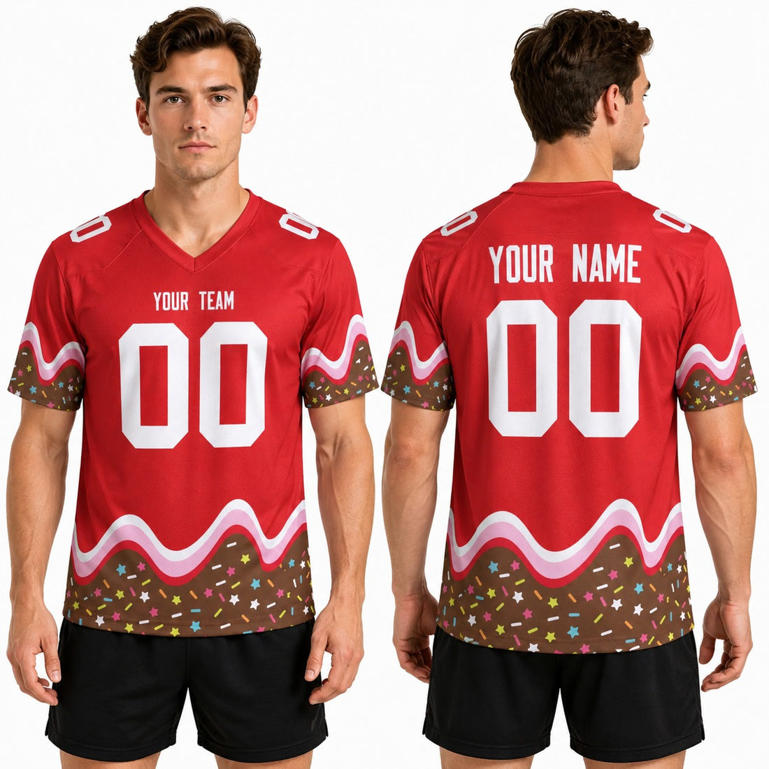 Personalized Dripped Ice Cream Football Jersey - Valentine Matching Couples Outfit-1