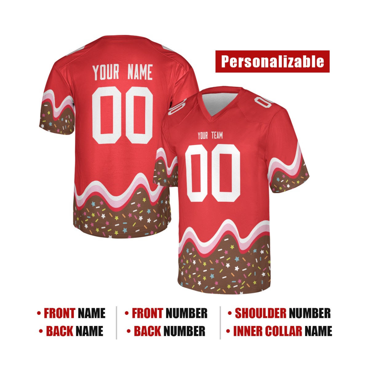 Personalized Dripped Ice Cream Football Jersey - Valentine Matching Couples Outfit-2