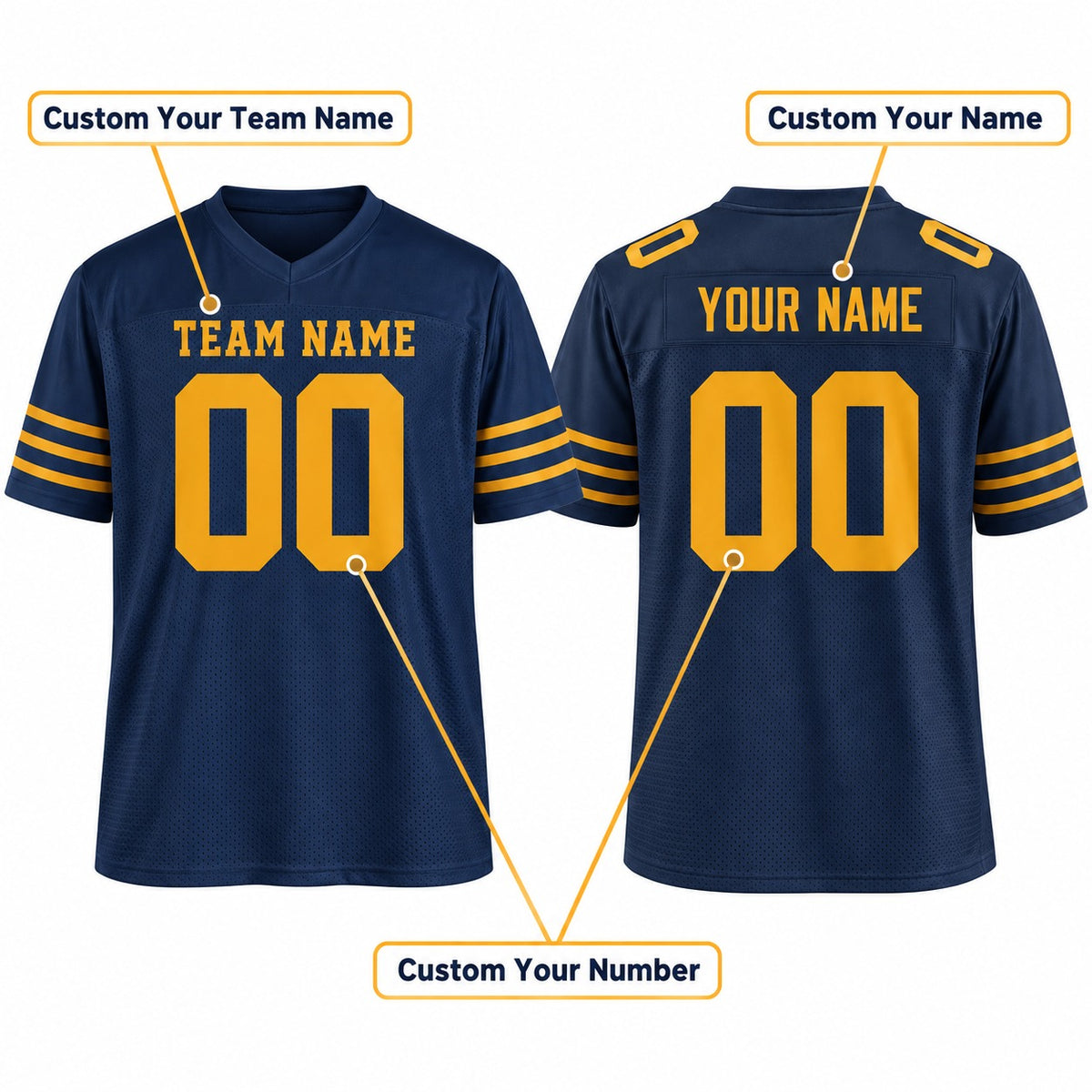 Personalized Green Bay Packers 1923 Football Jersey – Navy Classic Style, Custom Name Patch, Team Name, Number & Logo-2