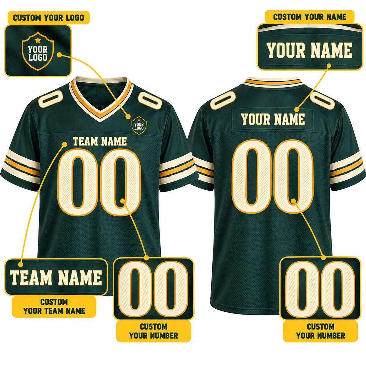 Personalized Green Bay Packers 2026 Football Jersey – Green Rivalries Style, Custom Name Patch, Team Name, Number & Logo-2