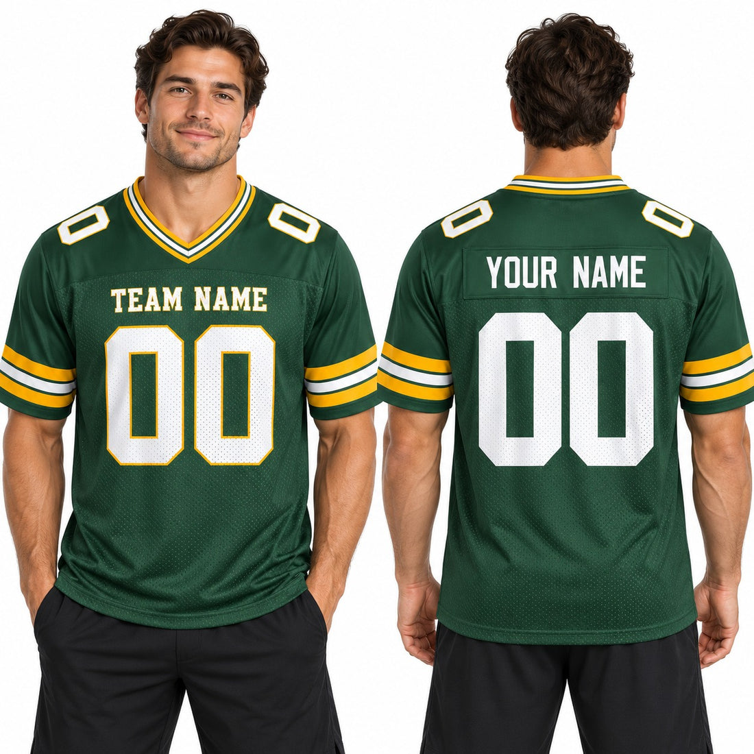 Personalized Green Bay Packers Football Jersey – Green Game Style, Custom Name Patch, Team Name, Number & Logo-1