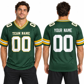 Personalized Green Bay Packers Football Jersey – Green Game Style, Custom Name Patch, Team Name, Number & Logo-1