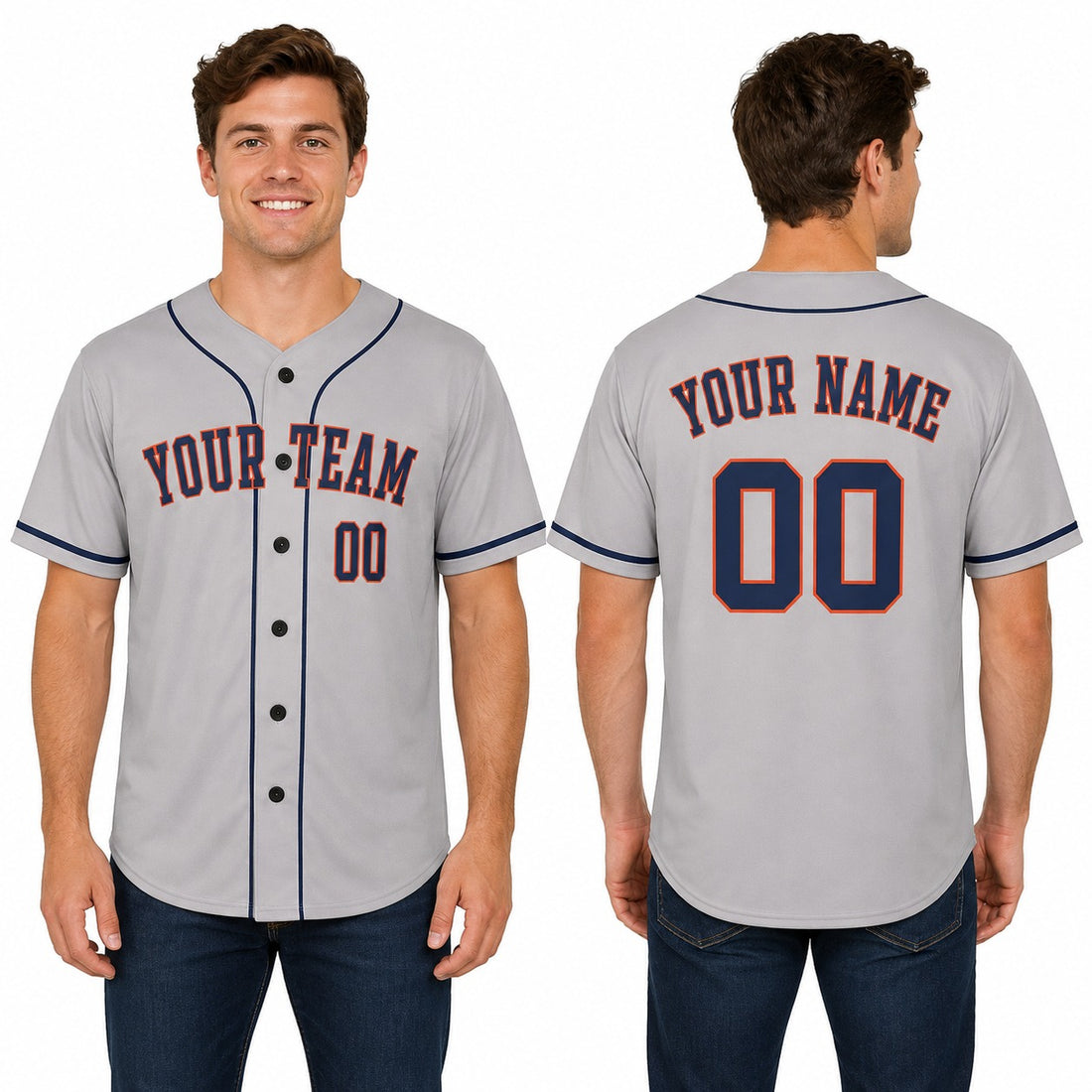 Personalized Houston Astros Baseball Jersey - Gray Away Style, Custom Name & Number-1