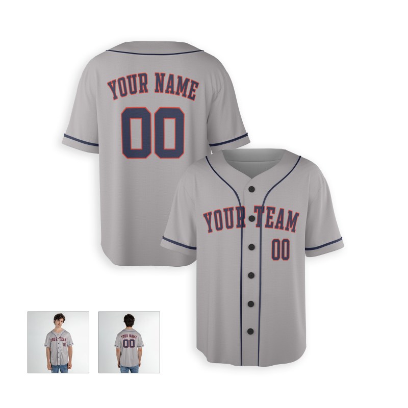 Personalized Houston Astros Baseball Jersey - Gray Away Style, Custom Name & Number-4