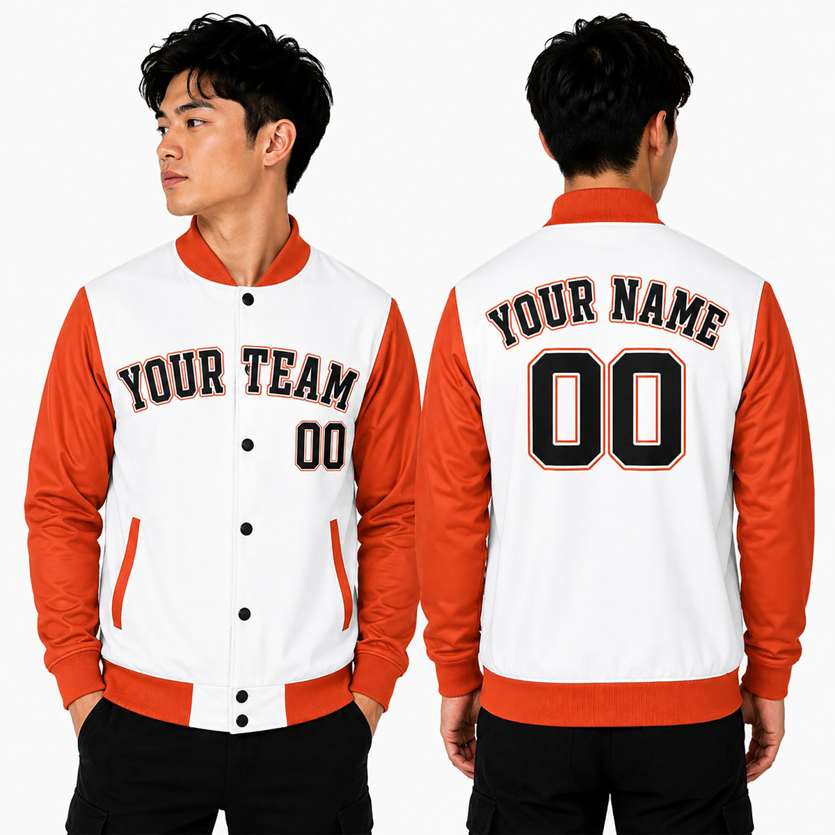 Personalized Houston Astros Varsity Jacket – White Orange Alternate Style, Custom Name & Number-1