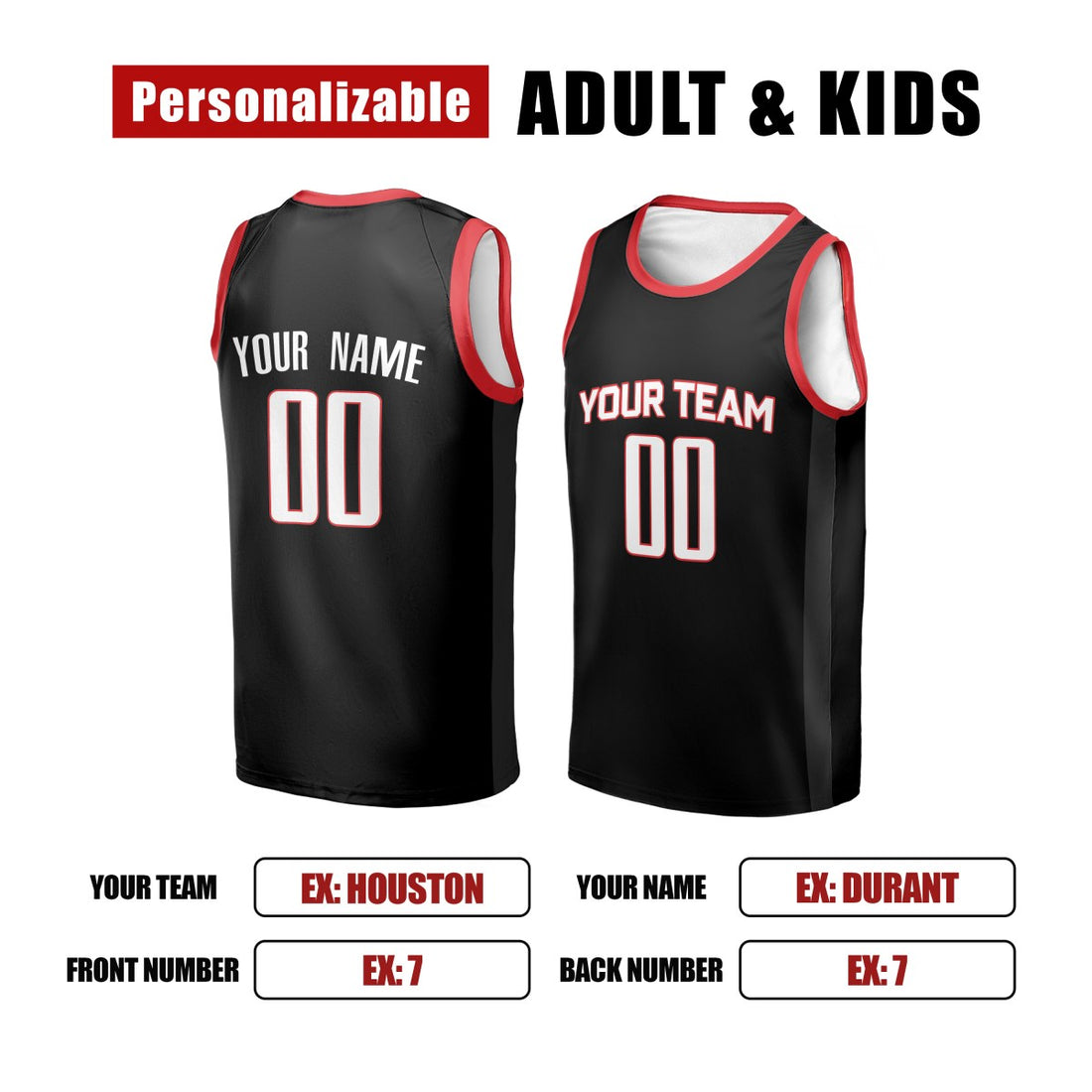 Personalized Houston Rockets Basketball Jersey - Black Fast Break Statement Style, Custom Name & Number-1