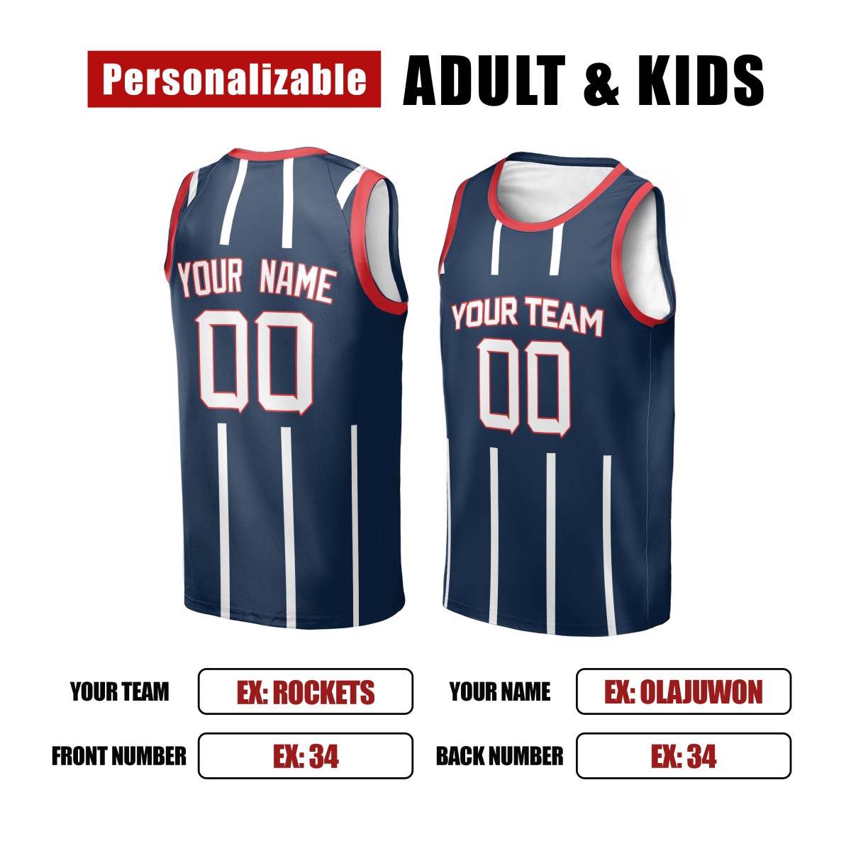 Personalized Houston Rockets Basketball Jersey - Navy 1996/97 Swingman Hardwood Classics Style, Custom Name & Number-2