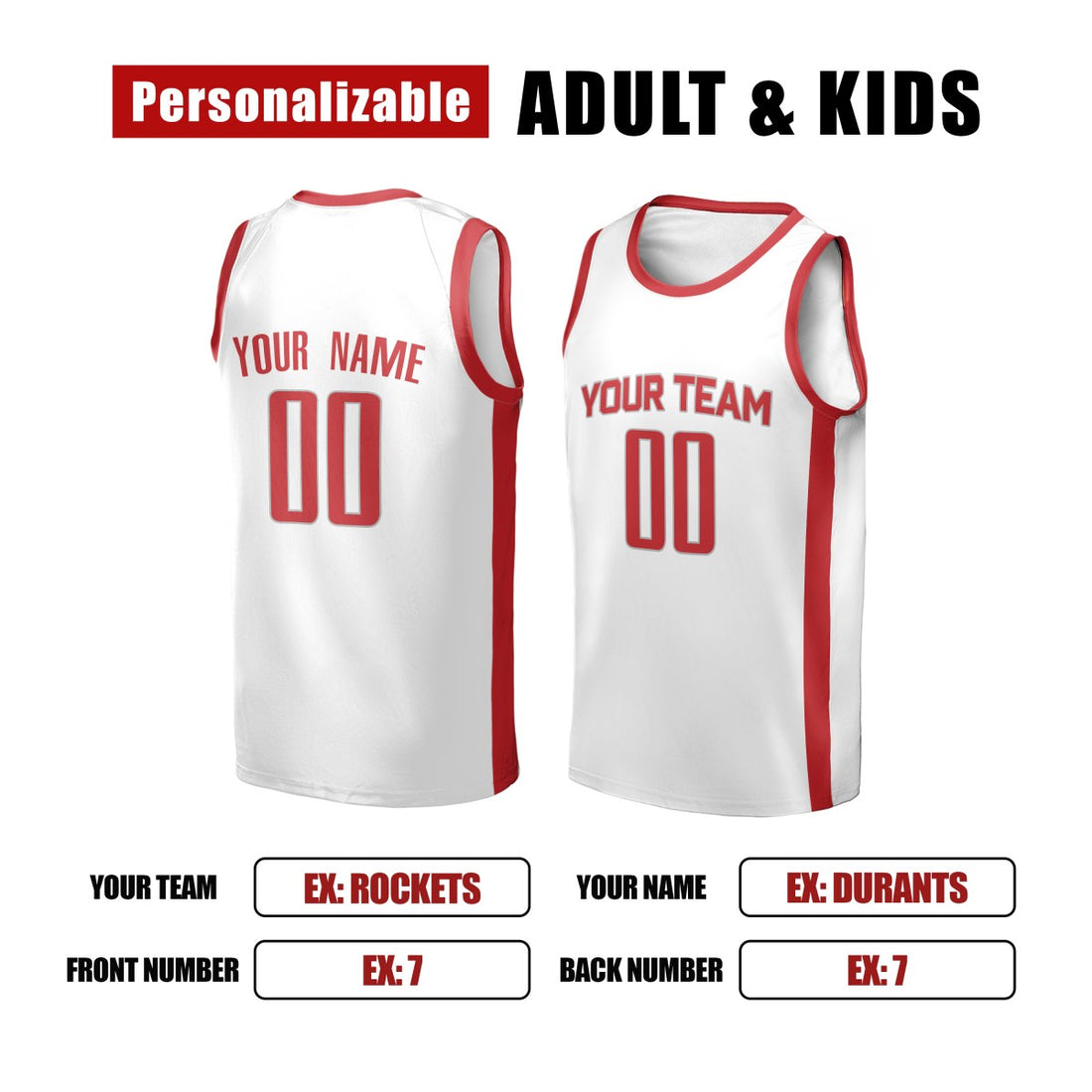 Personalized Houston Rockets Basketball Jersey - White Swingman Association Style, Custom Name & Number-1