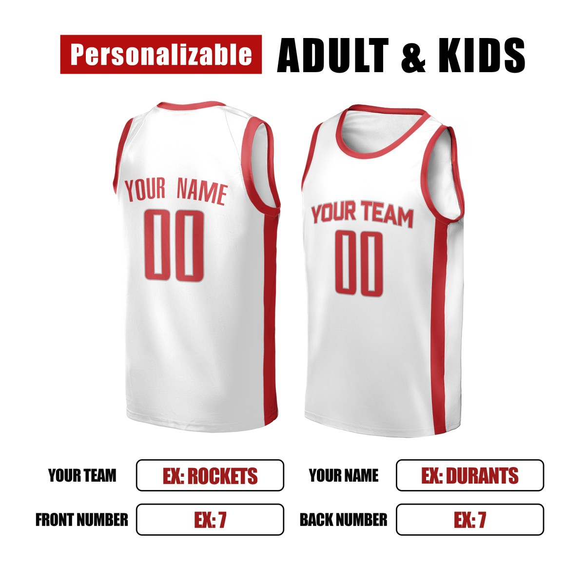 Personalized Houston Rockets Basketball Jersey - White Swingman Association Style, Custom Name & Number-2
