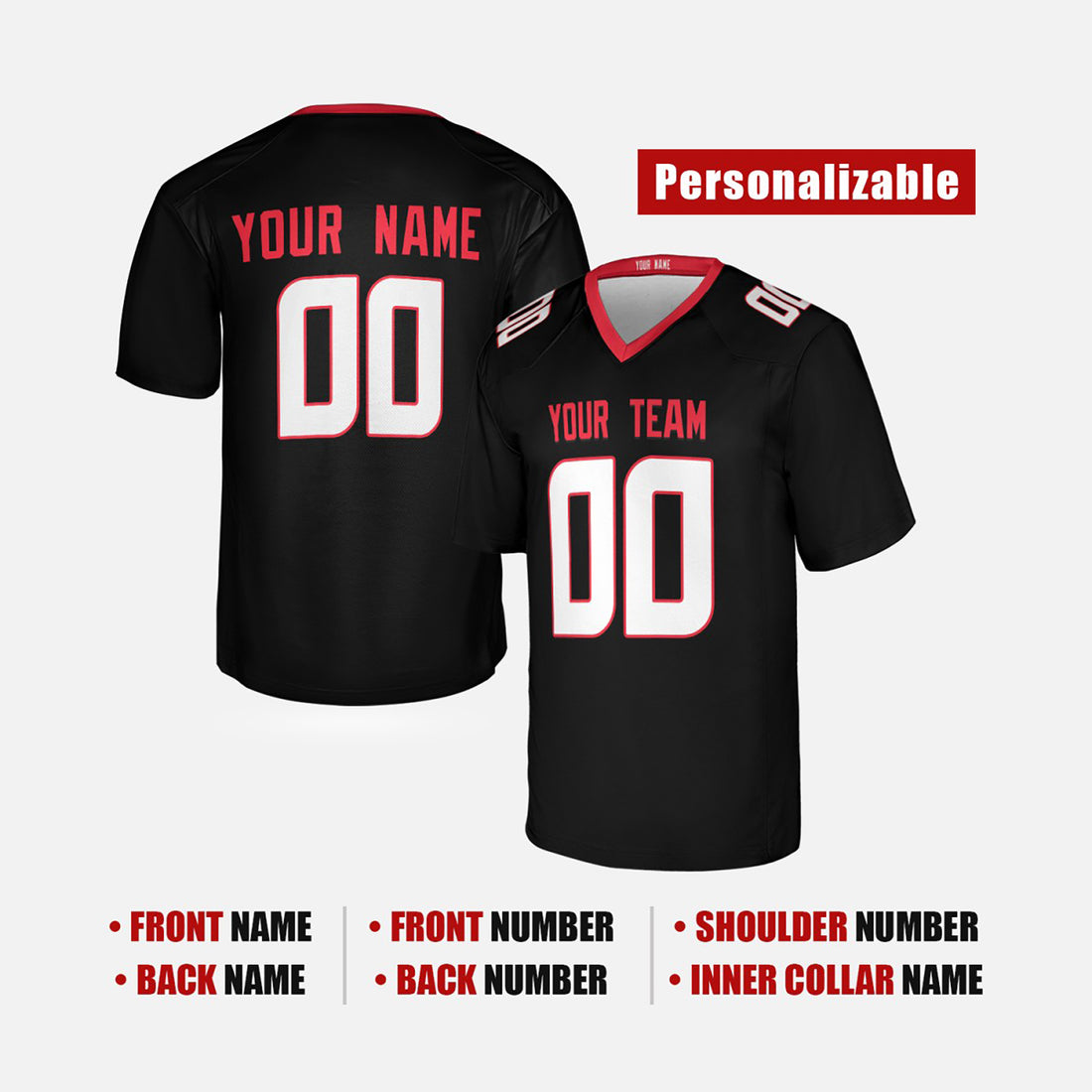 Personalized Houston Texans Football Jersey - Black Fan Style, Custom Name & Number-1