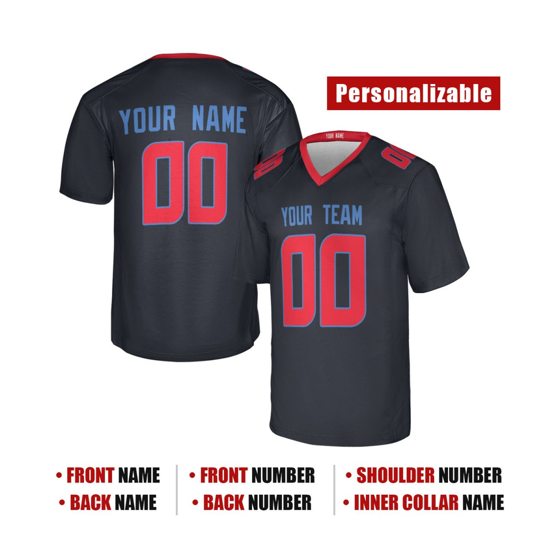 Personalized Houston Texans Football Jersey - Navy Alternate Game Style, Custom Name & Number-1
