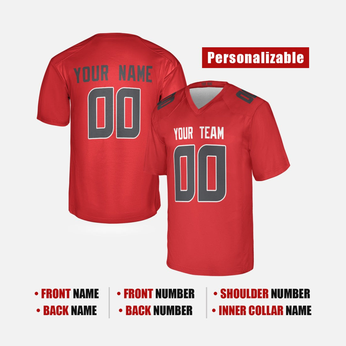 Personalized Houston Texans Football Jersey - Red Alternate Fan Style, Custom Name & Number-1