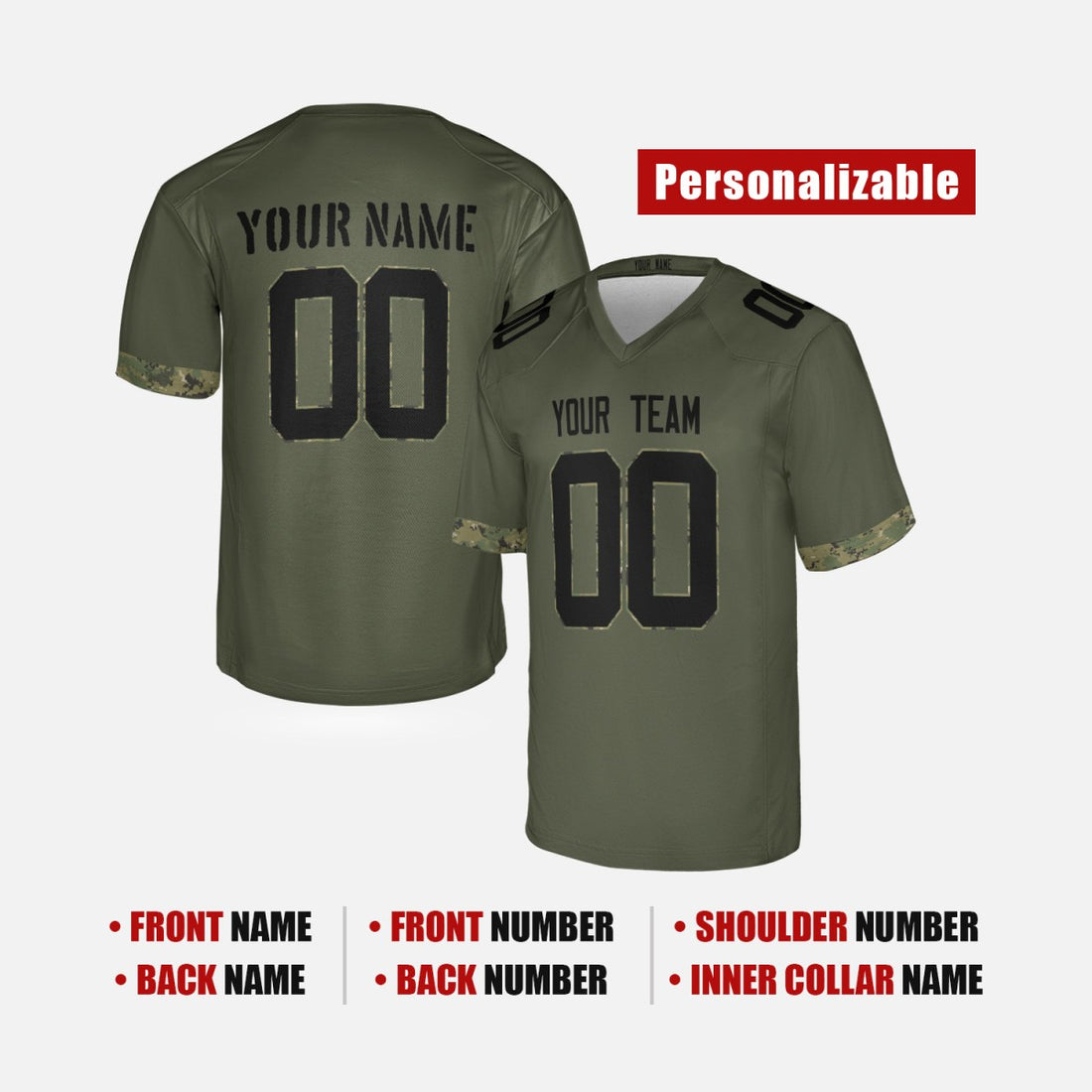 Personalized Indianapolis Colts Football Jersey - Olive Salute to Service Style, Custom Name & Number-1