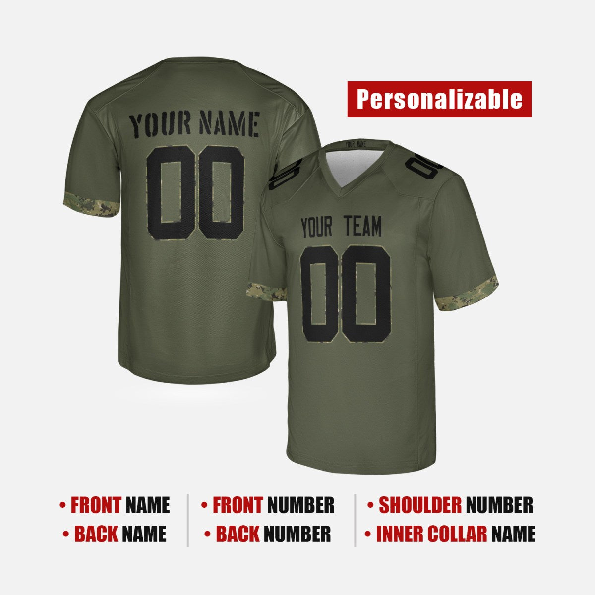 Personalized Indianapolis Colts Football Jersey - Olive Salute to Service Style, Custom Name & Number-2