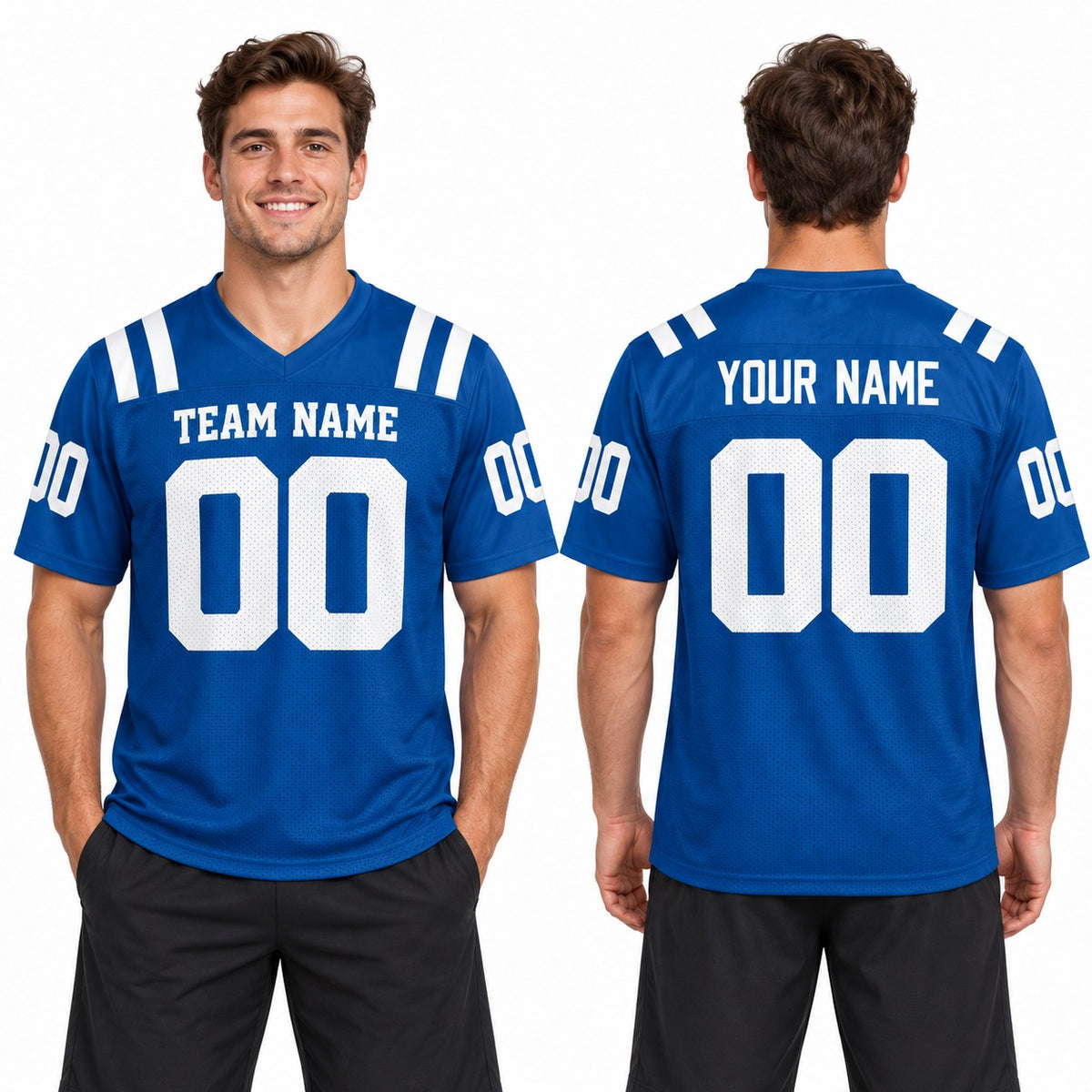 Personalized Indianapolis Colts Football Jersey – Royal Game Style, Custom Name Patch, Team Name, Number & Logo-1