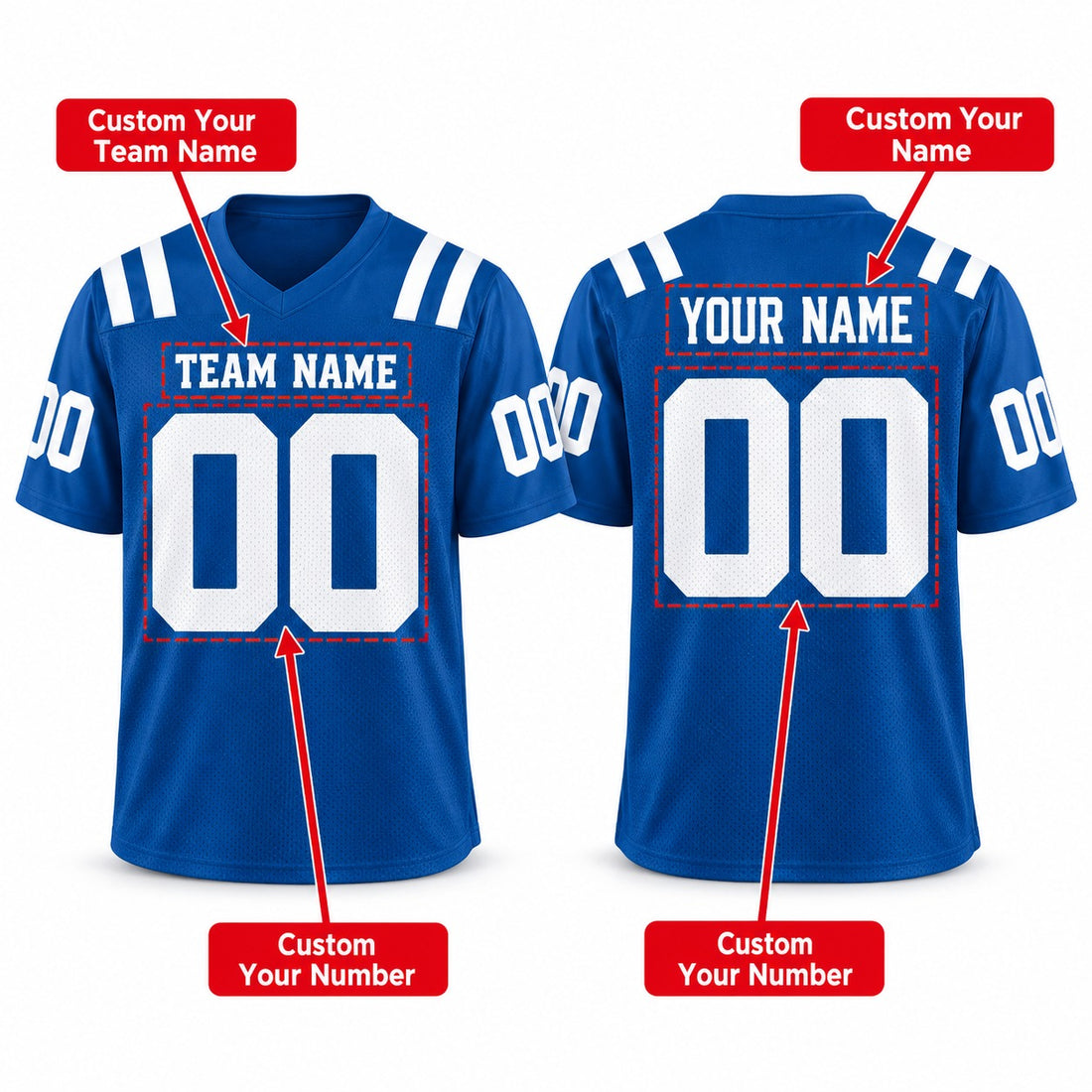 Personalized Indianapolis Colts Football Jersey – Royal Game Style, Custom Name Patch, Team Name, Number & Logo-1