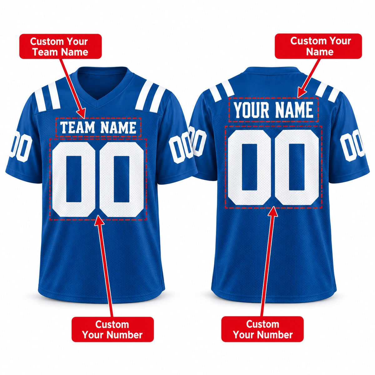 Personalized Indianapolis Colts Football Jersey – Royal Game Style, Custom Name Patch, Team Name, Number & Logo-2
