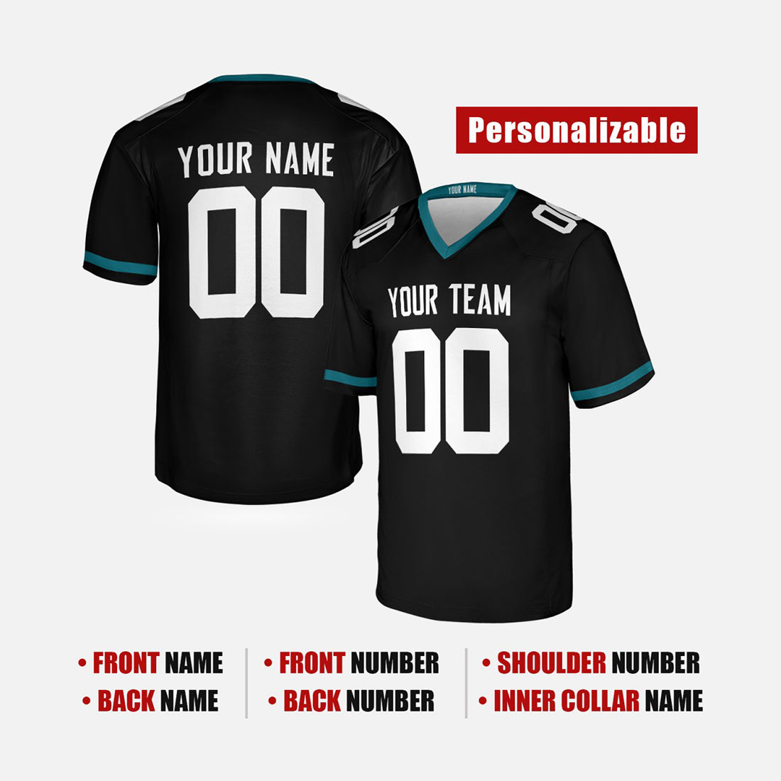 Personalized Jacksonville Jaguars Football Jersey - Black Fan Style, Custom Name & Number-1