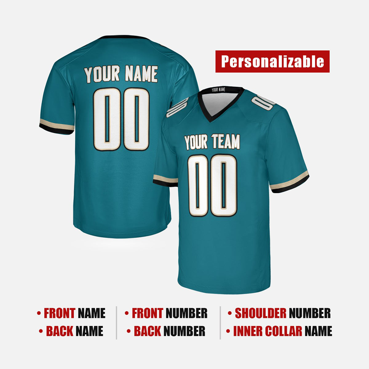 Personalized Jacksonville Jaguars Football Jersey - Teal Prowler Retro Style, Custom Name & Number-2
