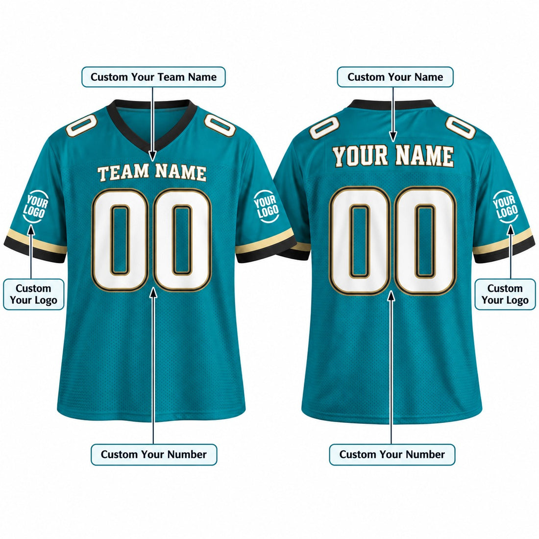 Personalized Jacksonville Jaguars Football Jersey – Teal Prowler Throwback Style, Custom Name Patch, Team Name, Number & Logo-1