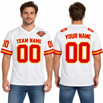 Personalized Kansas City Chiefs 1994 Football Jersey – White Throwback Retired Player Style, Custom Name Patch, Team Name, Number & Logo-1