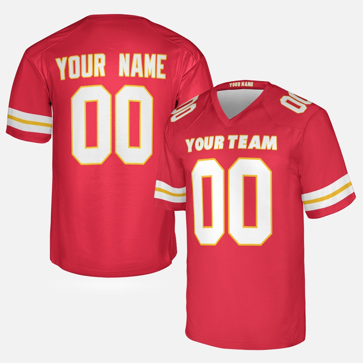 Personalized Kansas City Chiefs Football Jersey - Red Fan Style, Custom Name & Number-3