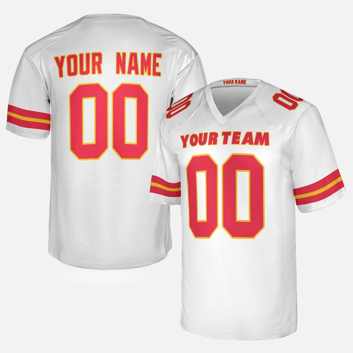 Personalized Kansas City Chiefs Football Jersey - White Fan Style, Custom Name & Number-3