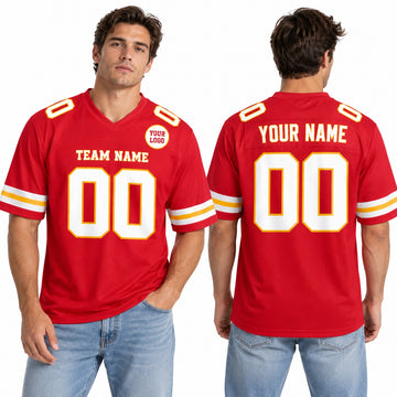 Personalized Kansas City Chiefs Football Jersey – Red Game Style, Custom Name Patch, Team Name, Number & Logo-1