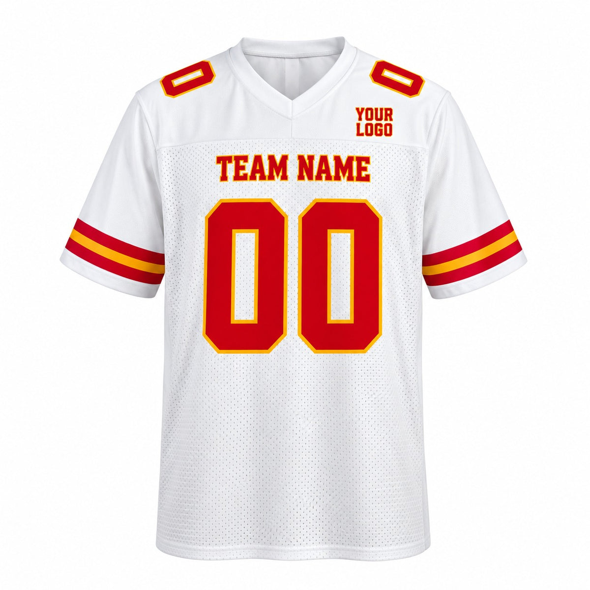 Personalized Kansas City Chiefs Football Jersey – White Game Style, Custom Name Patch, Team Name, Number & Logo-3