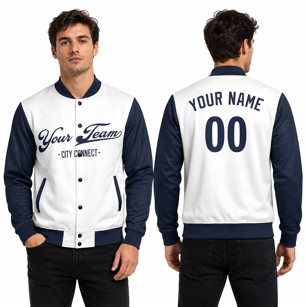 Personalized Kansas City Royals Varsity Jacket – White Navy City Style, Custom Name & Number-1