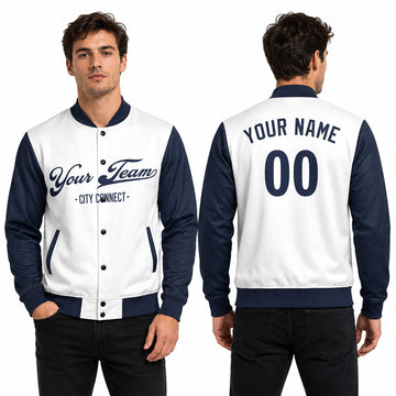 Personalized Kansas City Royals Varsity Jacket – White Navy City Style, Custom Name & Number-1