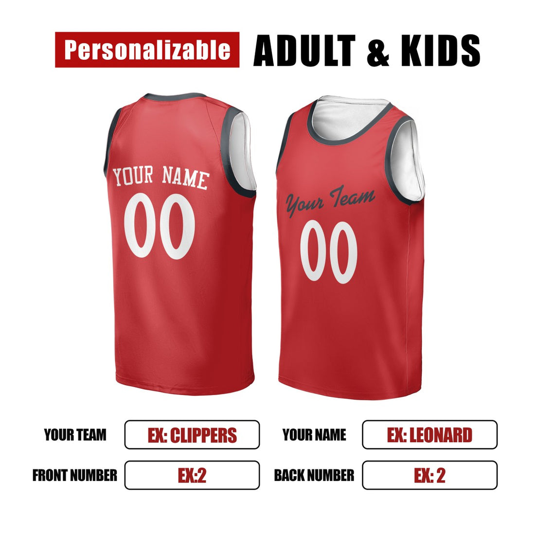 Personalized LA Clippers Basketball Jersey - Red Fast Break Statement Style, Custom Name & Number-1