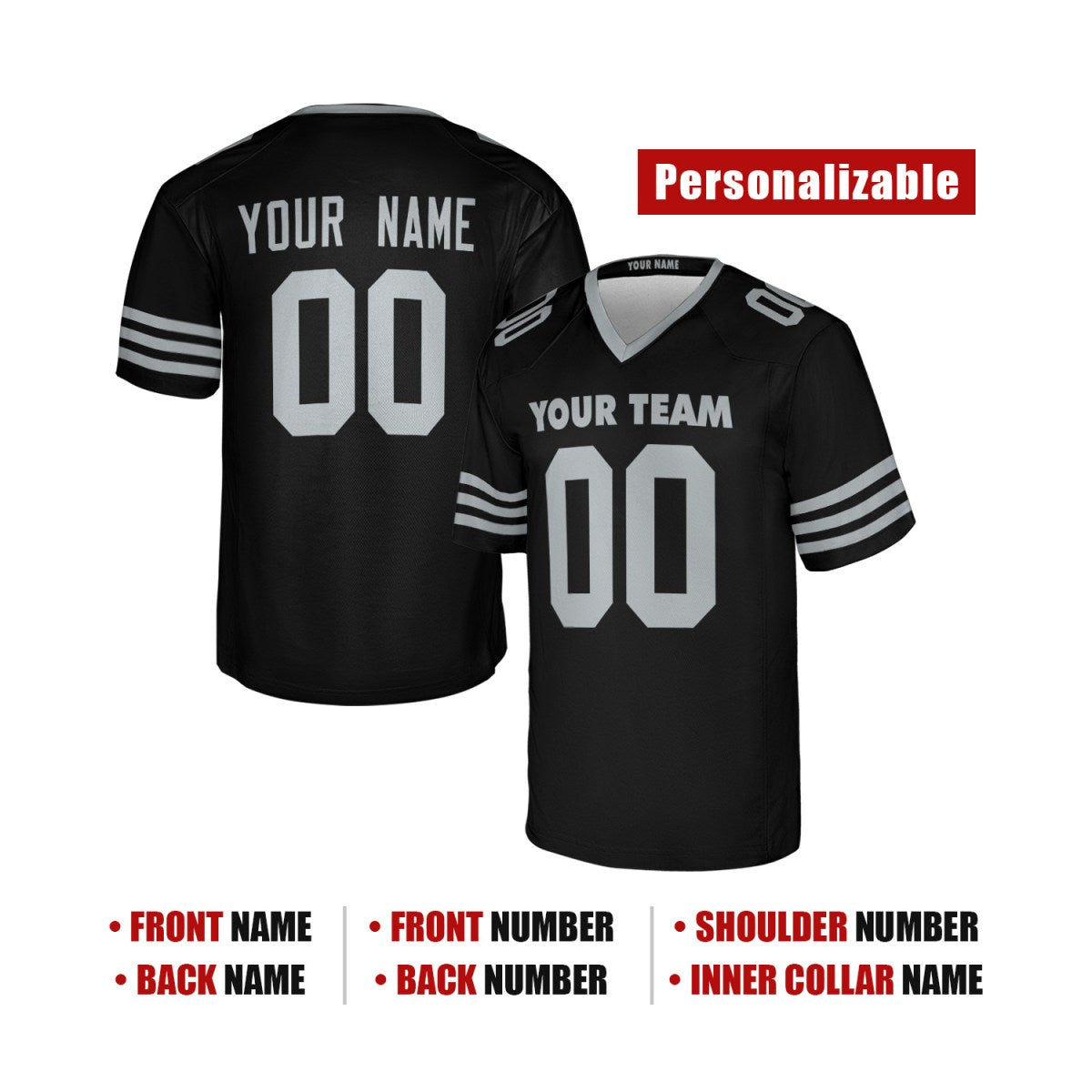 Personalized Las Vegas Raiders Football Jersey - Black 1998 Throwback Fashion Style, Custom Name & Number-2