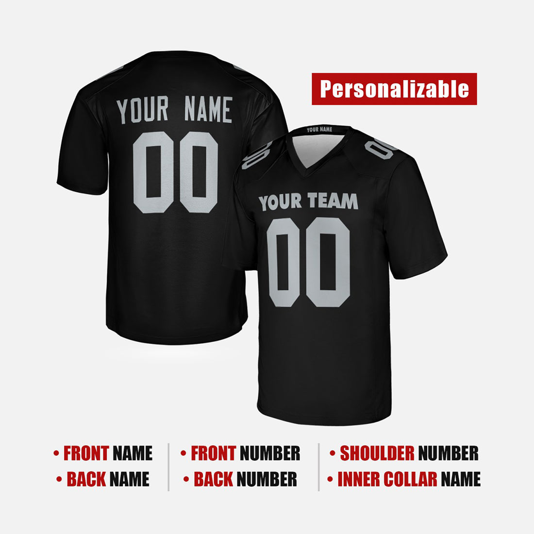 Personalized Las Vegas Raiders Football Jersey - Black Fan Style, Custom Name & Number-1