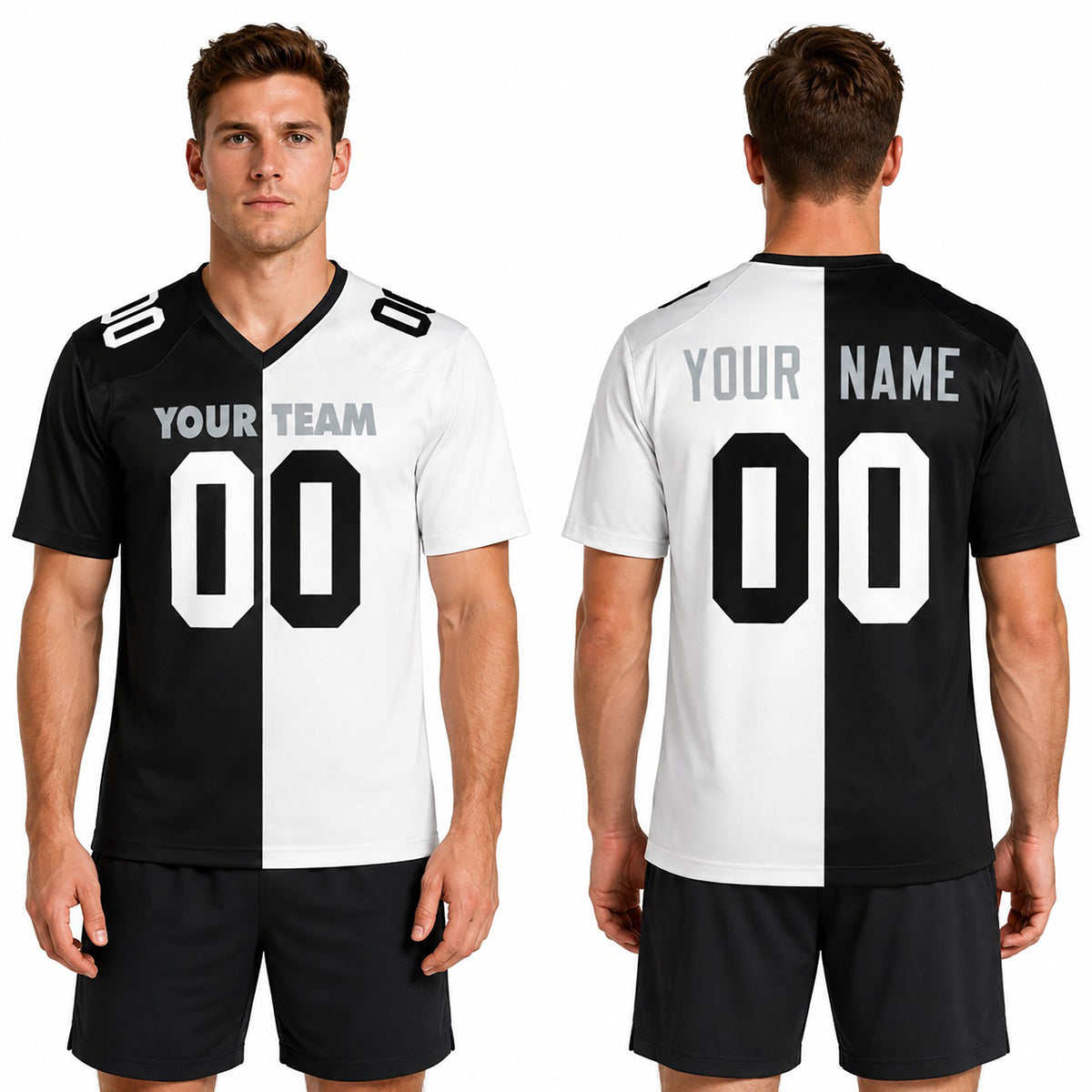 Personalized Las Vegas Raiders Football Jersey - Black White Split 1998 Fan Style, Custom Name & Number-1
