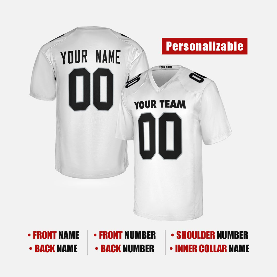 Personalized Las Vegas Raiders Football Jersey - White Fan Style, Custom Name & Number-1