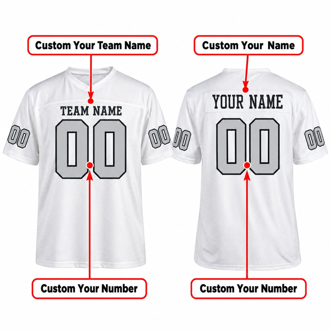 Personalized Las Vegas Raiders Football Jersey – White Alternate Style, Custom Name Patch, Team Name, Number & Logo-1