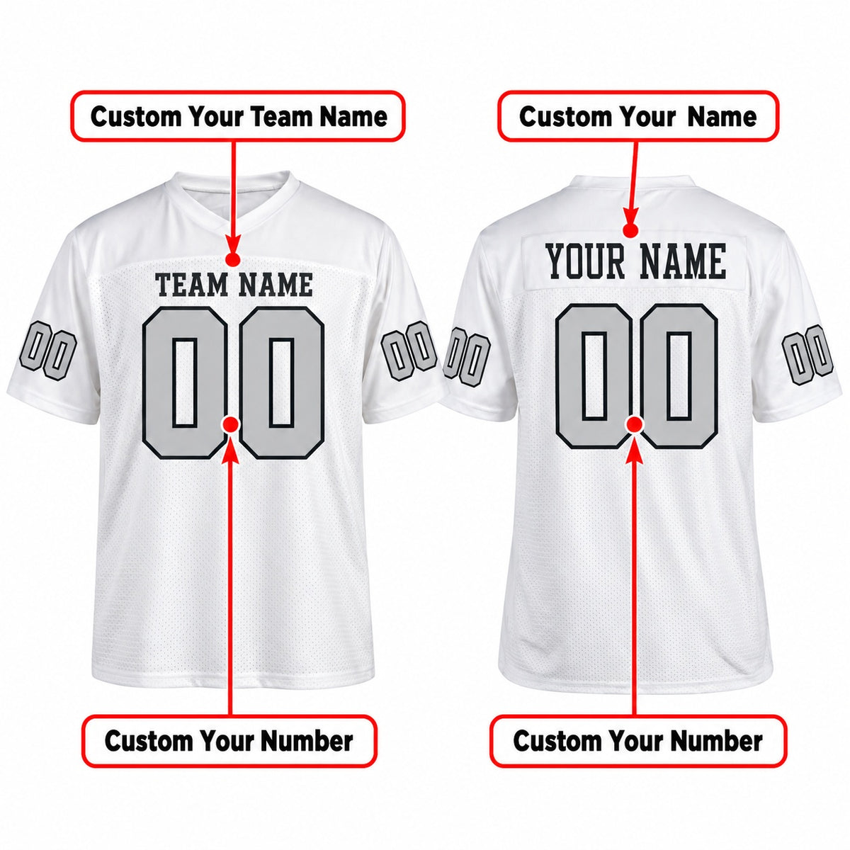 Personalized Las Vegas Raiders Football Jersey – White Alternate Style, Custom Name Patch, Team Name, Number & Logo-2