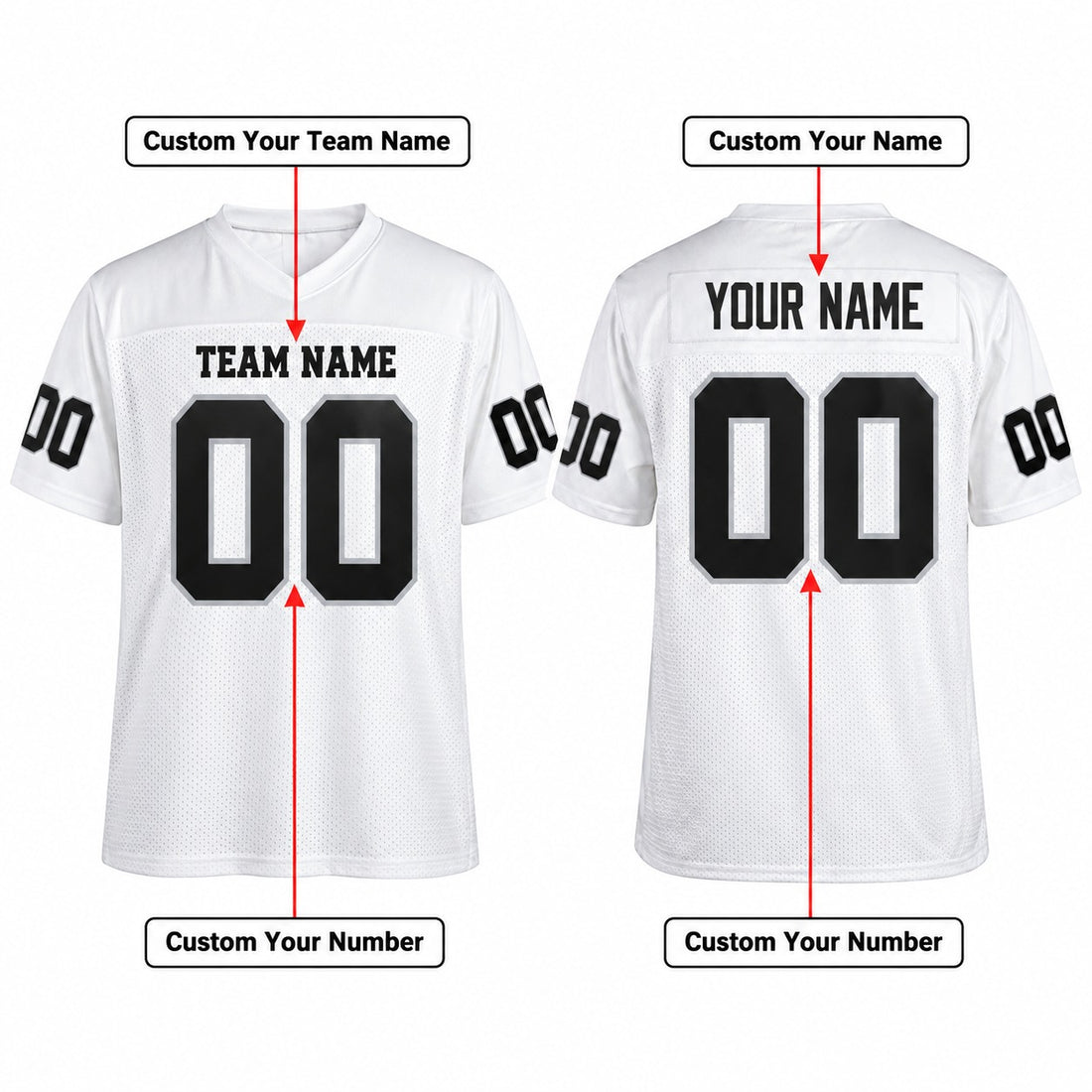 Personalized Las Vegas Raiders Football Jersey – White Game Style, Custom Name Patch, Team Name, Number & Logo-1