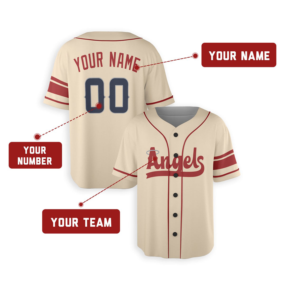 Personalized Los Angeles Angels Baseball Jersey - Cream City Connect Style, Custom Name & Number-2