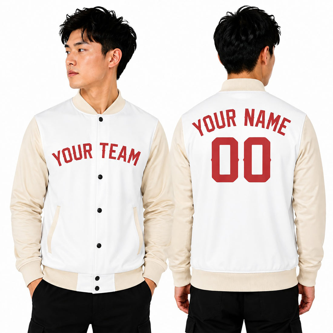 Personalized Los Angeles Angels Varsity Jacket – White Cream City Style, Custom Name & Number-1