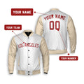 Personalized Los Angeles Angels Varsity Jacket – White Cream City Style, Custom Name & Number-2
