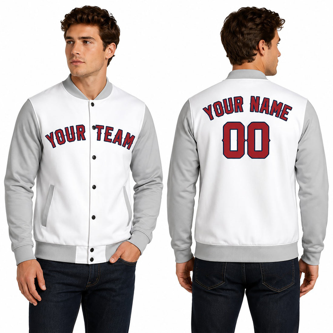 Personalized Los Angeles Angels Varsity Jacket – White Gray Road Style, Custom Name & Number-1