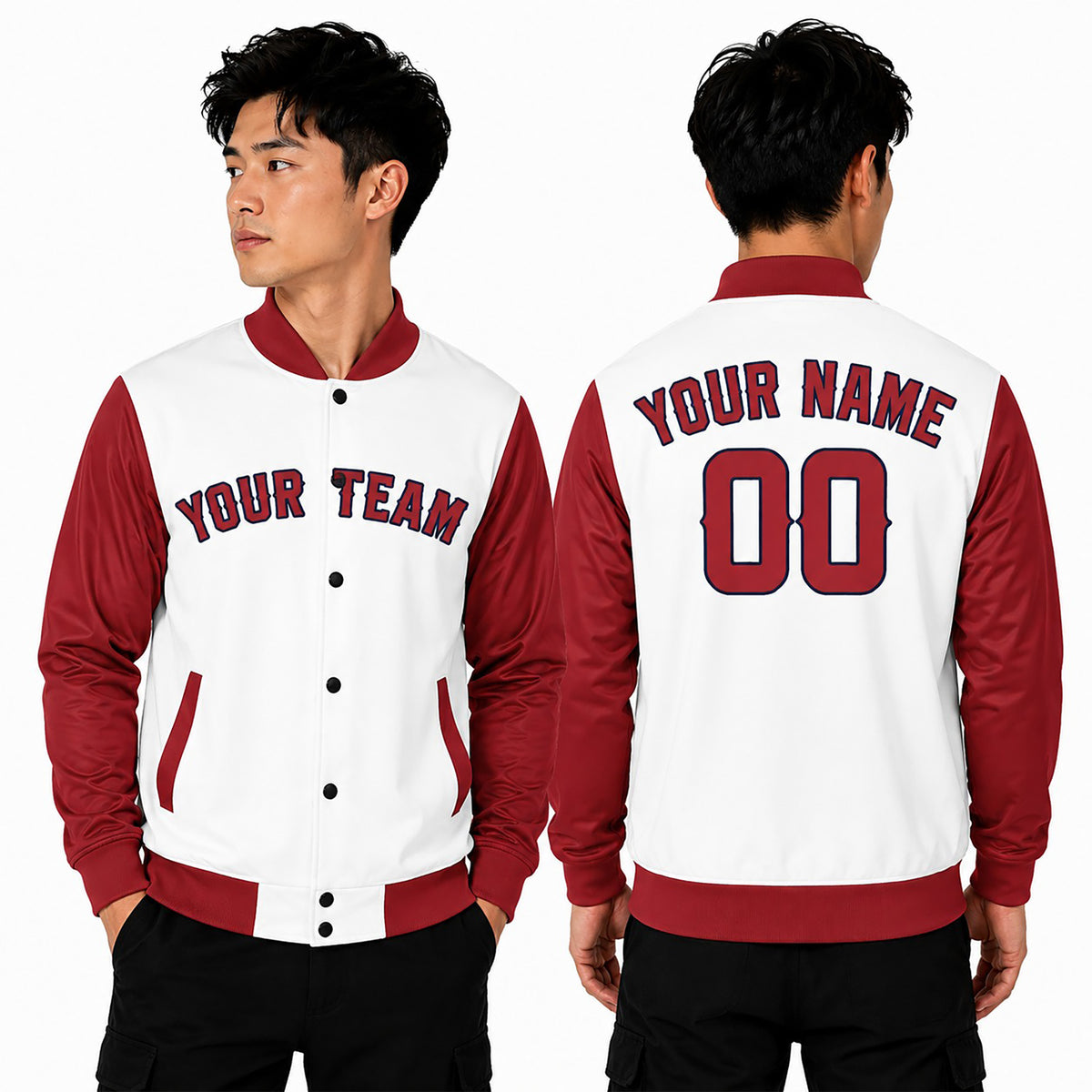 Personalized Los Angeles Angels Varsity Jacket – White Red Alternate Style, Custom Name & Number-1