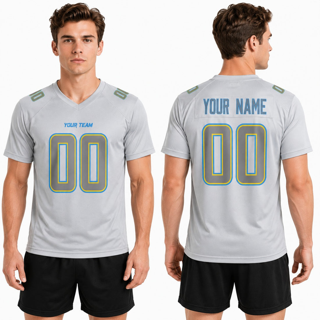Personalized Los Angeles Chargers Football Jersey – Gray Atmosphere Game Day Style, Custom Name & Number-1