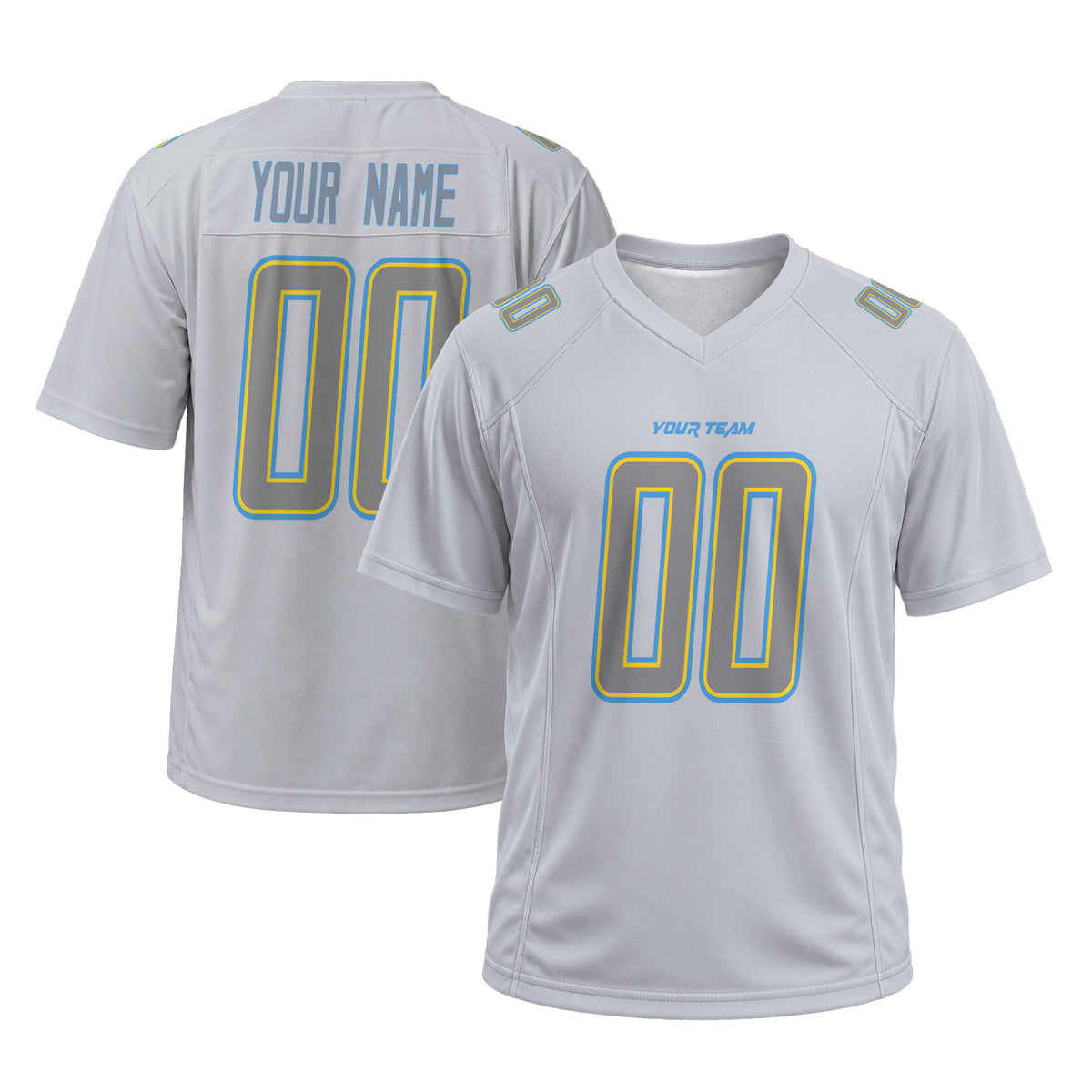 Personalized Los Angeles Chargers Football Jersey – Gray Atmosphere Game Day Style, Custom Name & Number-3